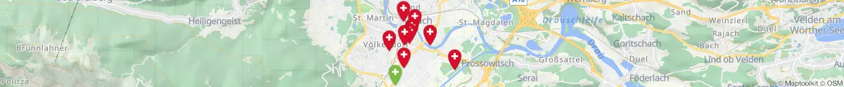 Kartenansicht für Apotheken-Notdienste in der Nähe von Villach (Stadt) (Kärnten)